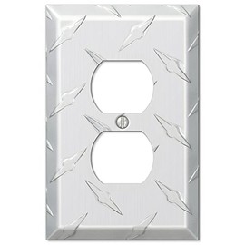 Amerelle 955D Diamond Plate Wallplate, 1 Duplex, Stampled Aluminum, Silver, 1-Pack