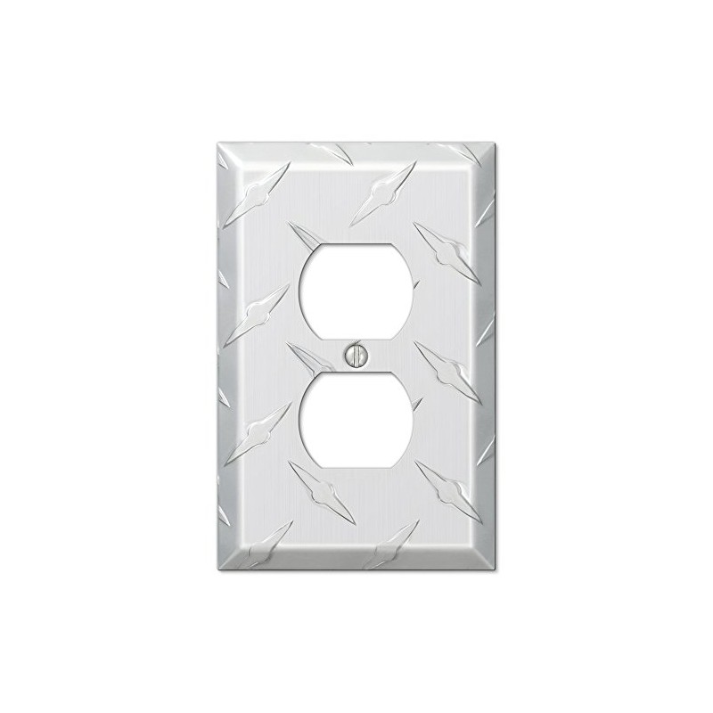 Amerelle 955D Diamond Plate Wallplate, 1 Duplex, Stampled Aluminum, Silver,