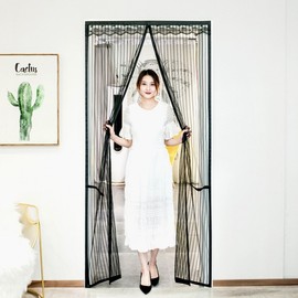 [Living Peace] Striped Door Mosquito Net (100x210cm) Black
