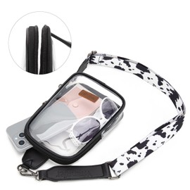 Wrangler Crossbody Clear Sling Bags for Women Stadium Approved Cross Body Purse for Sports Events Concerts western cow girl WG87-226COW-BK