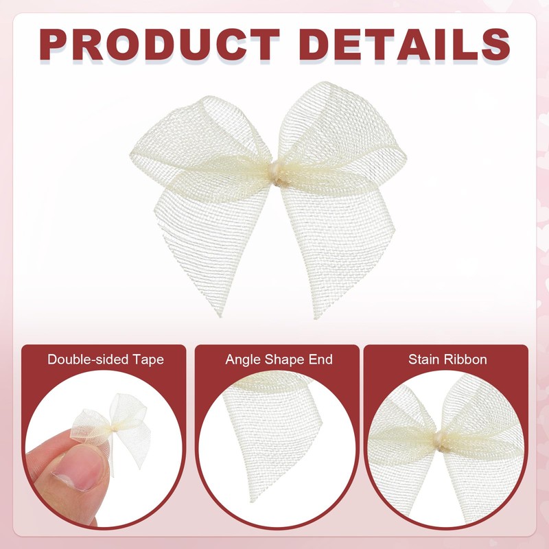PATIKIL 50 Pcs Gauze Ribbon Bows 1 Inch Small Twist