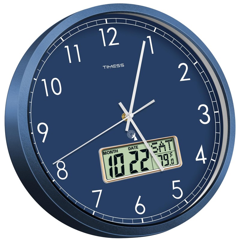 TIMESS Atomic Analog Wall Clock, WWVB Self-Setting Battery Operated 14"