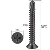 Wensilon（250pcs）#8×1-1/4”for Sheet Metal Self-Tapping Screws 410 Black Stainless Steel Flat