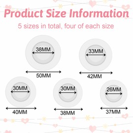 20 Pieces Piggy Bank Stopper, White Silicone Savings Box Bottom Plug, Replacement Saving Box Plug Hole Cover for Coin Jar Accessories 37mm, 38mm, 40mm, 42mm, 50mm