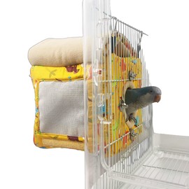 Large Winter Warm Bird Nest House, Bird Bed for Cage, Parrot Nest Snuggle Shed Hut for Four Seasons, Easy to Install for Quaker Lovebirds (Yellow,Small)