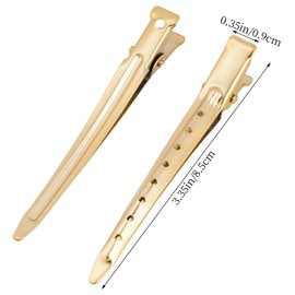 24 Packs Duck Bill Clips, Bantoye 3.35 Inches Rustproof Metal Alligator Curl Clips with Holes for Hair Styling, Hair Coloring, Matte Gold