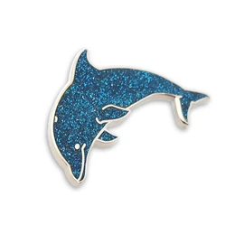 Pinsanity Bonito pin de solapa esmaltado de delfín con purpurina