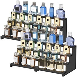 Lifewit Plastic 9 Inch Dark Cologne Stand, Step Perfume Organizer,Versatile Display Stand Shelf for Fragrance, Skincare, Figurine, Dessert, Use for Vanity, Tabletop, Cabinet,4 Set