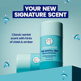 Megababe Skincare Deodorant - The Santal Deo with 72 hour Odor Protection | Restorative Ceramide & Sandalwood | Aluminum-Free, All Natural | 2.6 oz