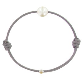 LES POULETTES BIJOUX - White Cultured Pearl Link Bracelet 8-9 mm - Classics, coton, Pearl