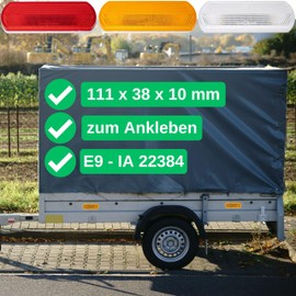 Rectangular stick-on reflectors, 8 Pack, orange, White and Red, 4.37 x 1.50 x 0.39", with E-mark, rectangular reflectors for trailers, cat's eye left right, reflector diffusion disc