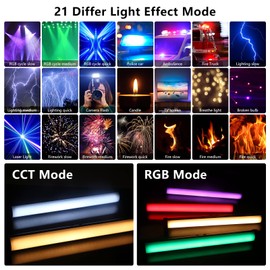 360° Full Color RGB Led Video Light Stick Wand, Obeamiu 2600-9600K Photography Lighting 5000mAh Rechargeable, 21 Lights Effects for YouTube Video Recording/Studio Shooting/Live Streaming/Make up