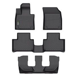 HAFIDI® Floor Mats Fit for 2021-2025 Volvo XC90 Recharge 7 Seats All Weather Protection TPE Anti-Slip Automotive Floor Liners, Fits 1st & 2nd & 3rd Row Full Set Custom Accessories, Black
