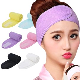 Diadema Suave Con Velcro Lavable Para Spa Maquillaje Diadema para Maquillaje Diadema Facial de SPA (White)
