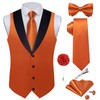 DiBanGu Mens Shiny Satin Vest Tie Set 8PCS Solid Waistcoat