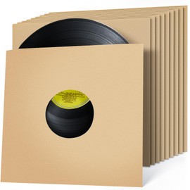 VKheroKV GU-YO Durable Thick Kraft Brown Covers Record LP Jackets Cardboard with Center Hole 10 Pack (10 inch) …