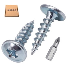 SKIR'CO (Pack of 100) Galvanised Steel 3.0 x 12mm Wood Screws Metal Screws Wafer Head Pozi Self Tapping