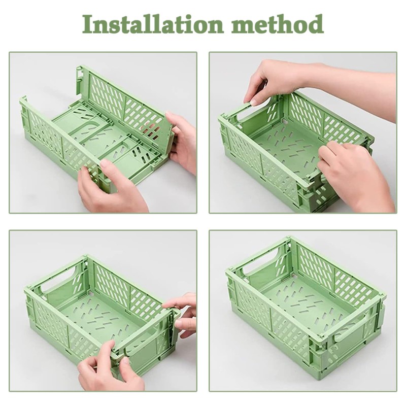 Pack of 5 Folding Boxes, Foldable, Stable, Plastic, Sturdy Folding
