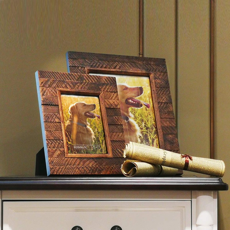 Eosglac Wooden Picture Frame 8x10 inch, Wood Plank Design with