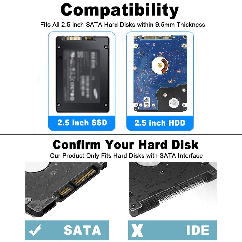 T Tersely 2.5-Inch SATA to USB 3.0 Tool-Free External Hard