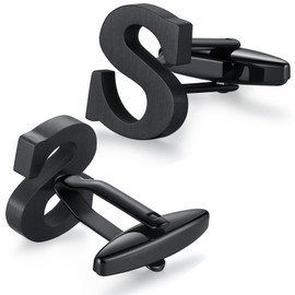 Honey Bear 1 Pair Men's Stainless Steel Cufflinks Wedding Cufflinks Cuff Links Silver Letter, Multi-Way, Stainless Steel