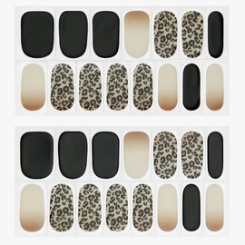 Foxology Vegan And Cruelty Free Semi Cured Gel Nail Strip Kit Includes 30 Nail Strips, Alcohol Free Nourishing Prep Pad, A Gel Top Coat, A Wooden Cuticle Stick, Nail File - LOVELY LEOPARD
