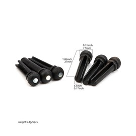 RuiJOTWAT 6pcs Ebony Guitar Bridge Pins with White Pearl Dot for Acoustic Guitar Parts & Accessories