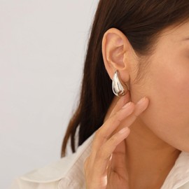 ASCOMY Gold Hoop Earrings for Women, Chunky Teardrop Earrings Set Earring Dupes 14K Gold/Silver Plated Lightweight Hypoallergenic Waterdrop Earrings Minimalist Jewelry Gift for Women Girls