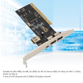 1394 Firewire Card, PCI 3 Ports Expansion Card, with 1 Lane PCI Express with 2.5GB/s Full Duplex Channel, for Desktop PC and DV Connection Application