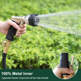 FANHAO Garden Hose Nozzle, 100% Heavy Duty Metal Water Hose Nozzle Sprayer with 7 Spray Patterns, High Pressure Hand Sprayer with Ergonomic Handle for Watering Plants & Lawns, Washing Cars & Pets