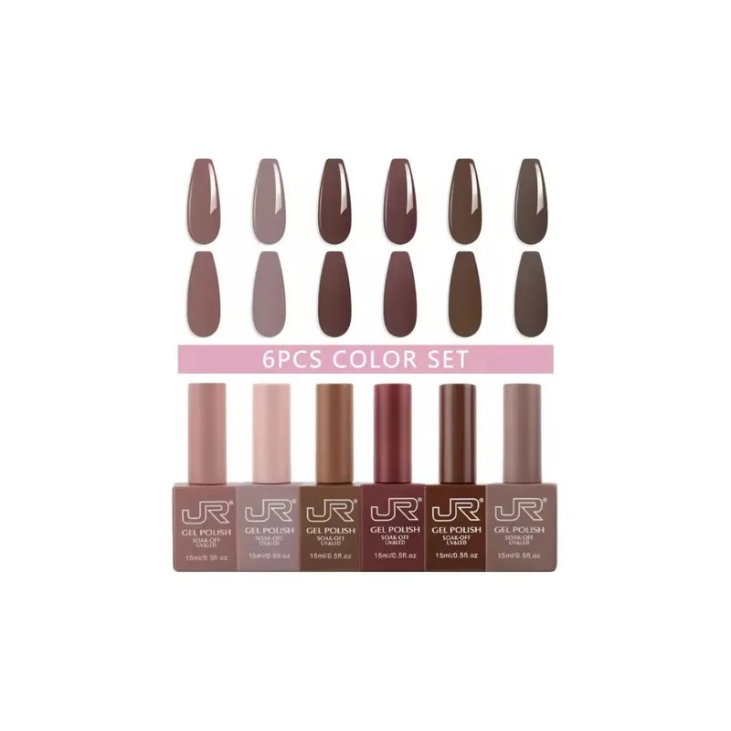 10 Gamas Gel Semipermanente Jr 6pz De 15 Ml Cuadrada
