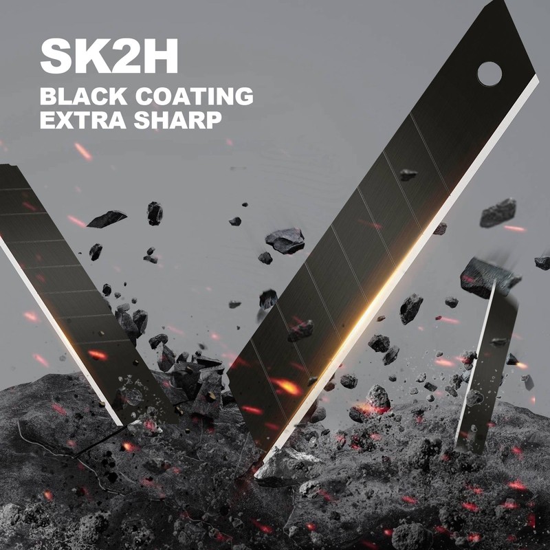 HAUTMEC 20PCS 18mm SK2H Ultra Sharp Snap Off Blades, Retractable
