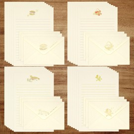 36PCS Stationery Paper and Envelopes Set,24 Lined Paper and 12 Envelopes Inlaid Shell Sea Star Flower Theme Pattern, White Minimalist Stationary Set for Invitations Love Letter Holiday Wishes