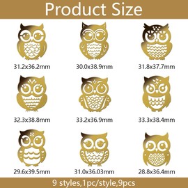 OLYCRAFT 9pcs 1.6x1.6 Inch Owl Pattern Metal Stickers Animal Silhouette Self Adhesive Gold Stickers Animal Theme Metal Gold Stickers for Scrapbooks DIY Resin Crafts Phone Decor