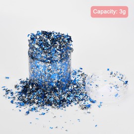 uxcell Gold Foil Flakes for Resin, 3g Metallic Foil Flakes, Imitation Gold Foil Flakes Metallic Leaf for Nail Art, Resin Art, Crafts, Painting, Candle and Jewelry Making, Blue Silver