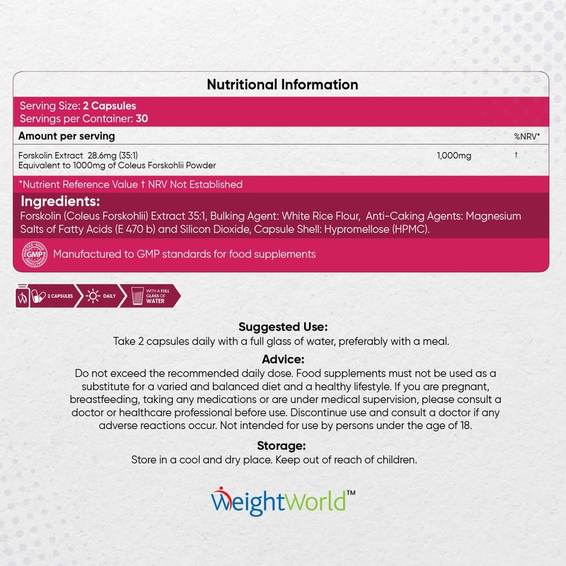 Forskolin Capsules 1000mg - 60 Vegan Capsules - Coleus Forskohlii