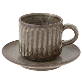Marui Seikyo Shigaraki Ware MR-3-4387 Hechimon Cup & Saucer, Capacity Approx. 7.8 fl oz (200 ml), Ash Glaze, Brown