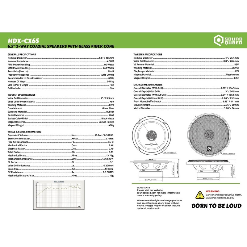 Soundqubed HDX Series 6.5" Coaxial 2-Way Speakers (Pair)