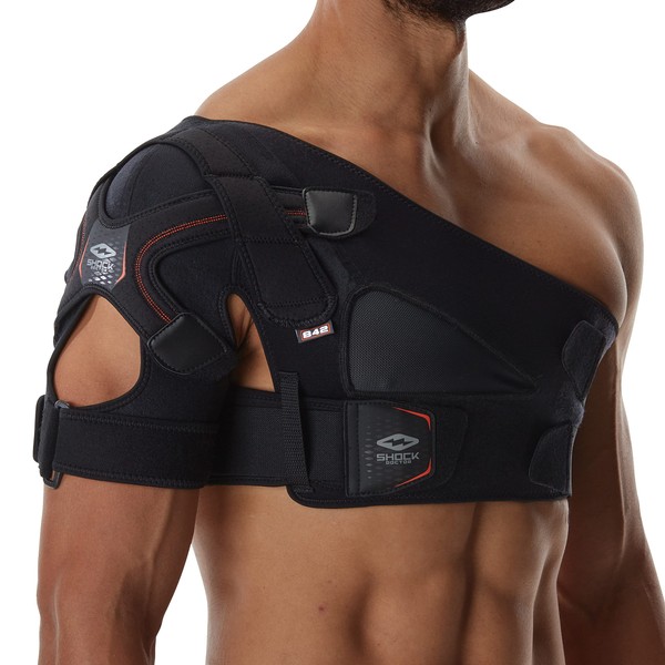 Shock Doctor Shoulder Support Brace for Men, Prevents & Promotes Healing from AC Sprains, Rotator Cuff Injuries & Moderate Separationst (Black, X-Small)