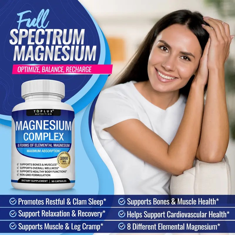 Magnesium Complex Supplement – 8 Forms of Magnesium – 1000