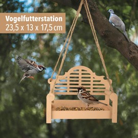 Tool & Tree Vogelfutterspender aus Holz 23,5x13x17,5 cm – Hängende Futterschaukel für Spatzen, Meisen, Wildvögel – FSC-Zertifiziert, dekorativer Futterspender für Garten, Balkon & Terrasse – Beige