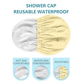 Years Calm Gorros Ducha Reutilizables Impermeables Mujer Cabello Diseño Elástico Doble Capa Todo Tipo Peinados Ideales Viajar Amarillos