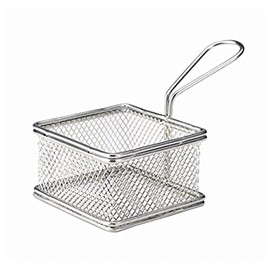 Genware NEV-SVB10 Serving Fry Basket, Square, 9.5 cm x 9.5 cm x 6 cm