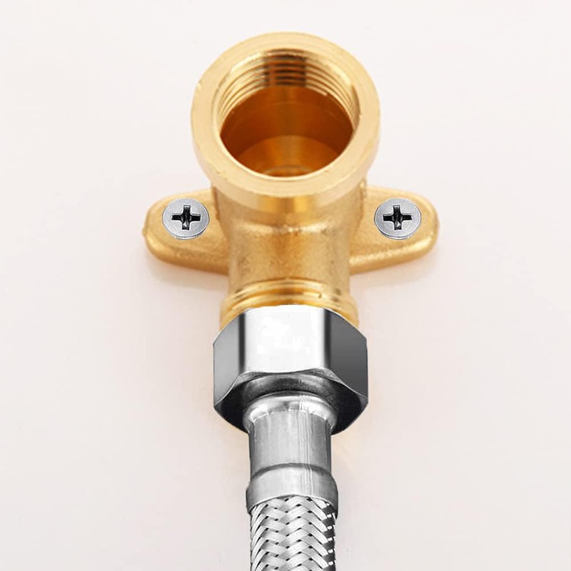 2 Pieces 90 Degree Elbow, 1/2 Inch Brass Wall Plate