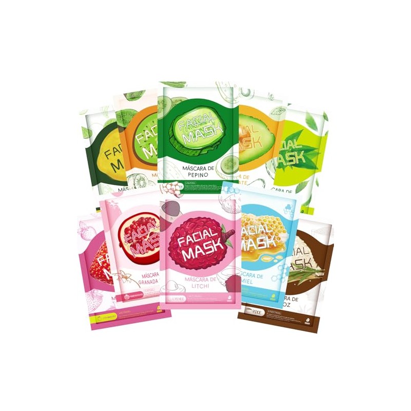 10 PCS Fruits Face Mask Set, Fask Masks Skincare