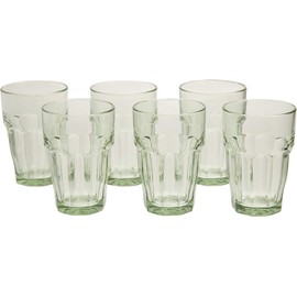 Bormioli Rocco Rock Bar 12.5 oz. Long Drink Stackable Tempered Beverage Glasses for Cold Drinks, Water, and Cocktails, Set of 6, Mint Green