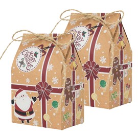 Allbusky 30PCS Christmas Party Gift Boxes, Xmas Party Favour Boxes, House Shape Kraft Paper Candy Boxes, Creative Party Packs for Christmas Xmas Party Decorations