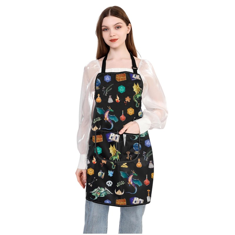 MYSOMY DnD Kitchen Apron Geek Roleplaying Arpon RPG Game Gift