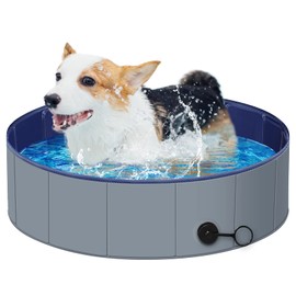Dog Pool for Small Dogs, Plastic Pool for Kids, Dog Tub for Small Dogs, Dog Bathtub Portable, Foldable Pool for Dogs Slip-Resistant (32"x 8"