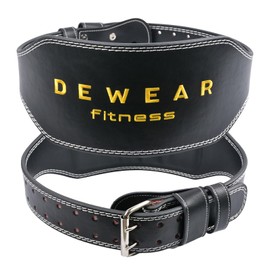 Genuine Leather Weight Lifting Belt, 4”& 6” Padded Lumbar Back Support, 10 Adjustable Holes, Gym Weight Belt Ideal for Deadlift, Powerlifting, Bodybuilding and Squat (6-Inch Black, L (33"-39"))